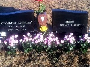 Headstone with pink ribbon